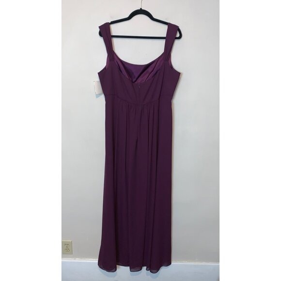 Michaelangelo Plum Bridesmaid Dress W/ Draped Neck & Train Plus Size 20 - Picture 3 of 5